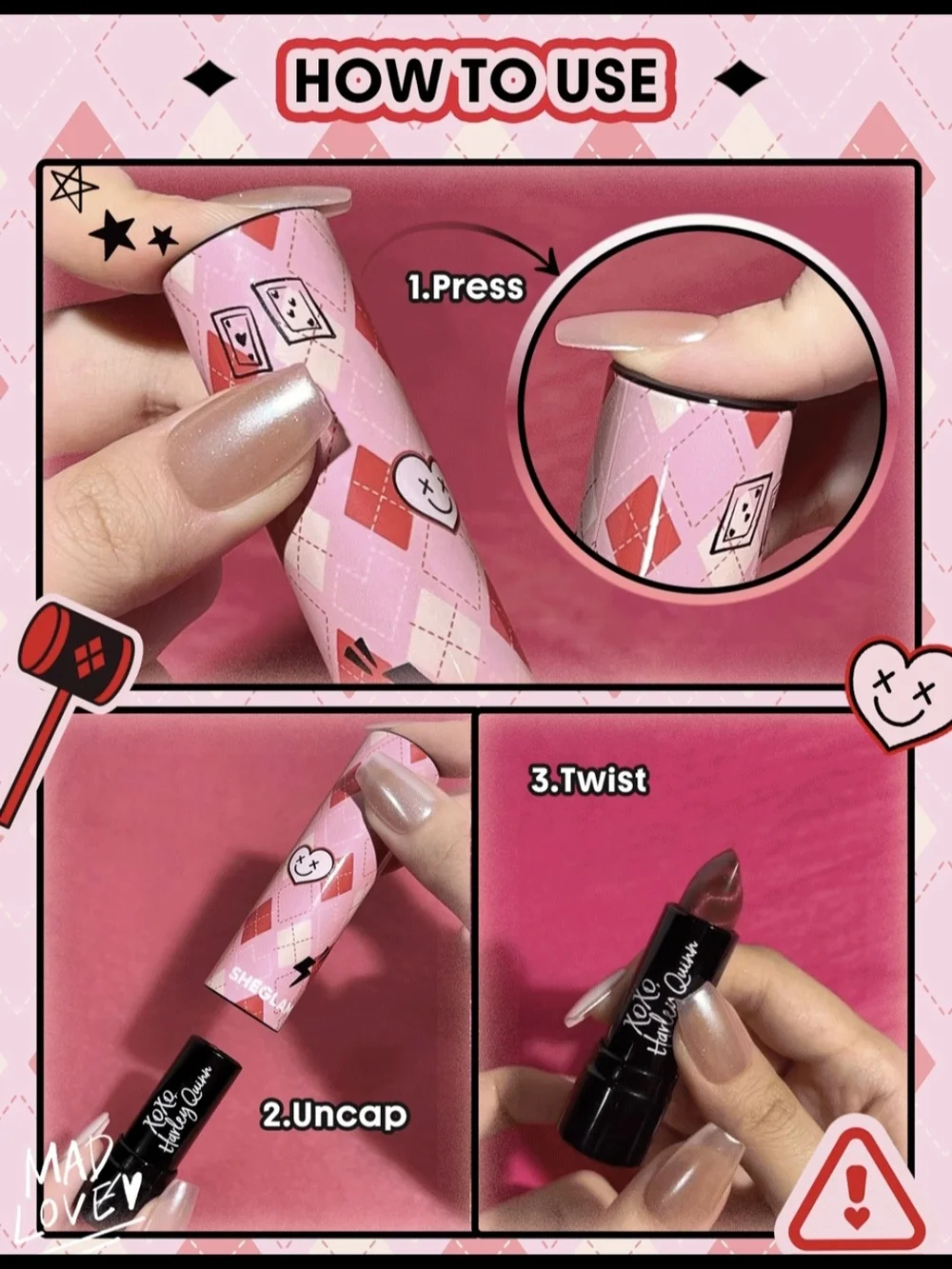 Harley Quinn Arkham Shimmer Lipstick - Deep Pink
